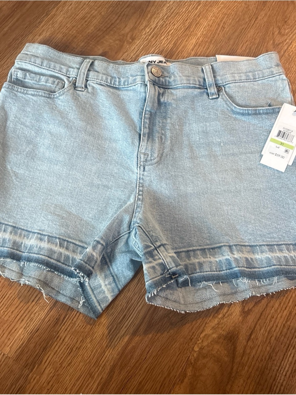 DKNY Light Blue Denim Cutoff Shorts